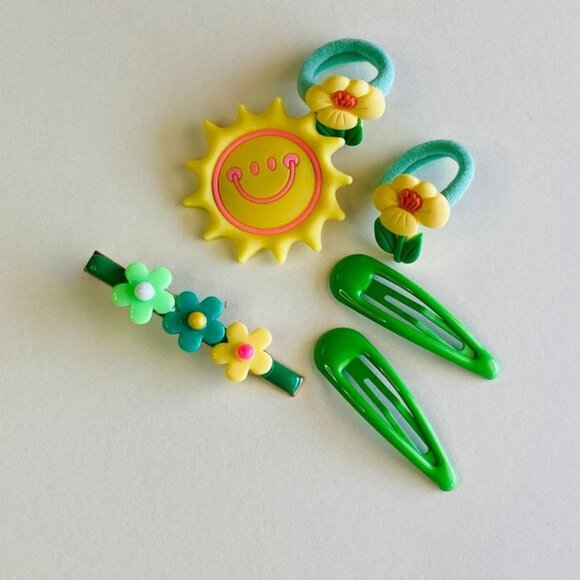 Cute Set 6 PCs Green Hair Clips for Girls & Toddler Snap Clips Barrettes Gift - Picture 4 of 6